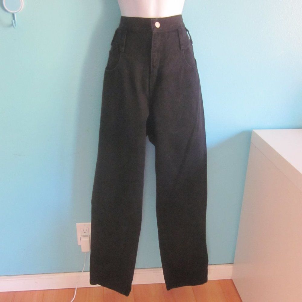 Just USA VINTAGE 1980's  Black Denim Barrel Leg Jeans Juniors 17  Fit Womens XL